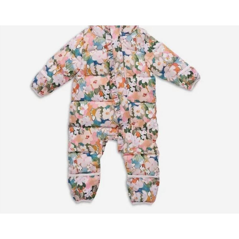 NEW PINK CHICKEN kids' ruffle snowsuit in cream/blue/pink